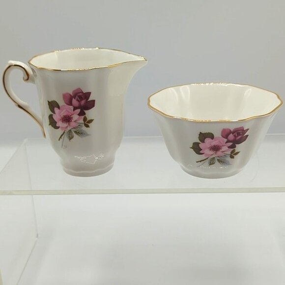 Royal Grafton Creamer & Sugar Bowl Fine Bone China Gold Trim Pink Florals - Picture 3 of 8